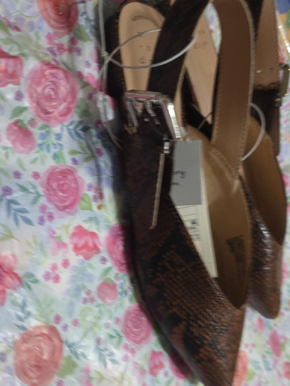 a new day Brown Snakeskin Pointed Slingback Flats - Picture 6 of 7